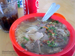 Beef in Rice Noodles and good ol' Coke for lunch!