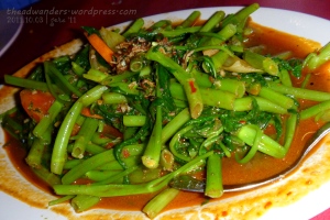Sauteed kangkong in spicy shrimp paste sauce