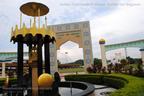 At the golden fountain/BSB marker in front of the stadium