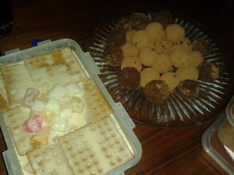 Dessert - fruit float and chocolate truffles